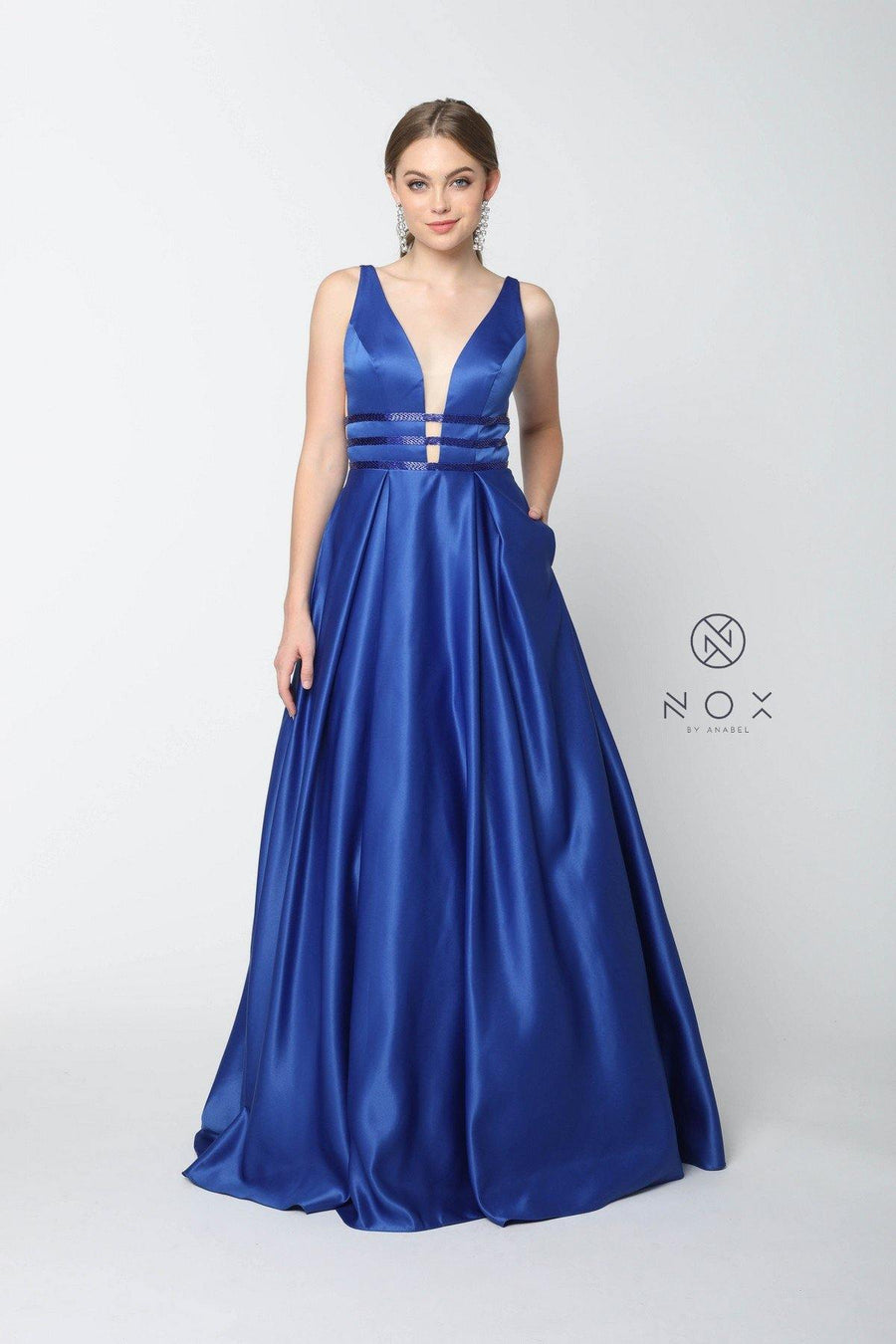 Long Prom Dress Sexy Evening Gown with Pockets - The Dress Outlet Nox Anabel