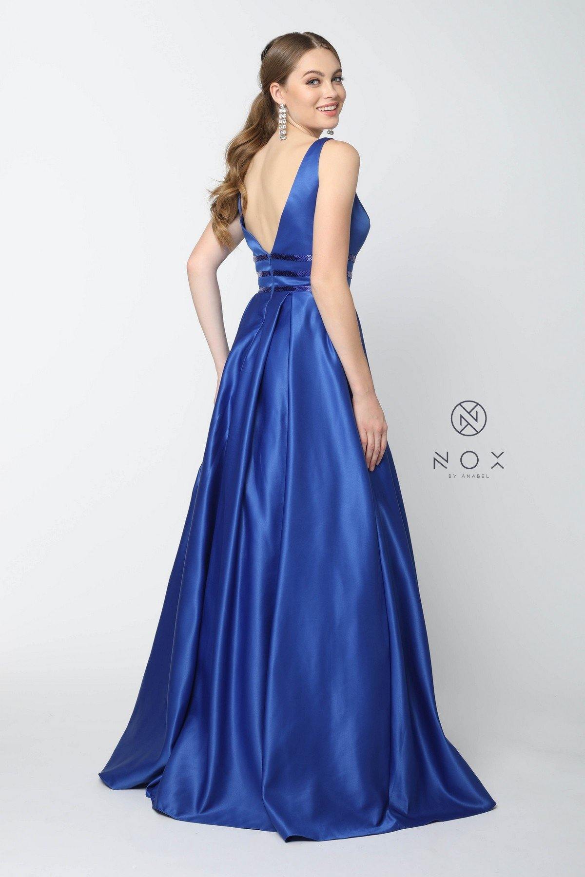 Long Prom Dress Sexy Evening Gown with Pockets - The Dress Outlet Nox Anabel