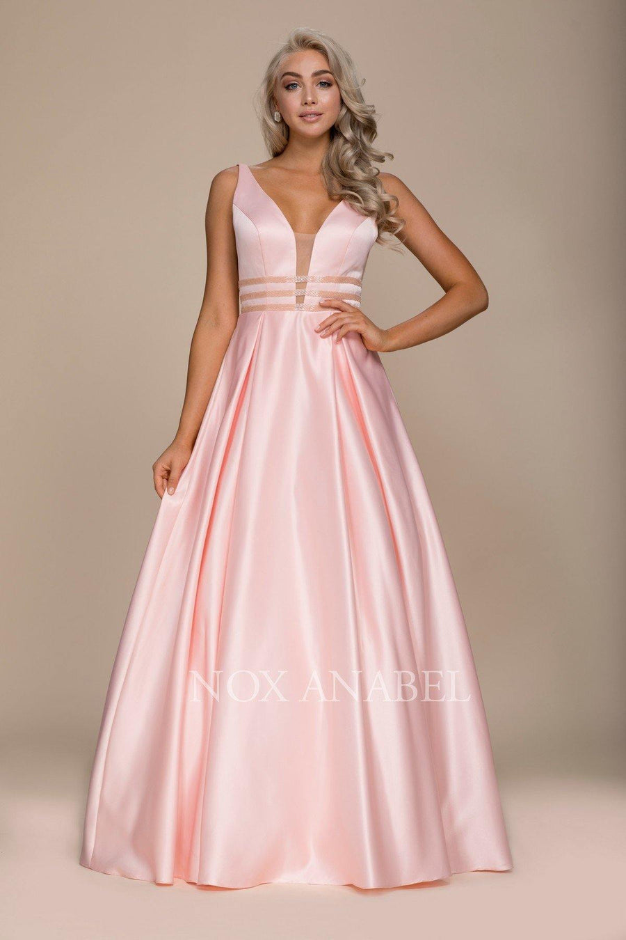 Long Prom Dress Sexy Evening Gown with Pockets - The Dress Outlet Nox Anabel