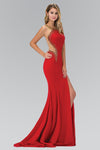 Long Prom Dress Side Slit and Sheer Waist - The Dress Outlet Elizabeth K