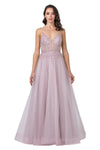 Long Prom Formal Beaded Evening Ball Gown - The Dress Outlet