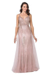 Long Prom Formal Glitter Embellished Evening Dress - The Dress Outlet