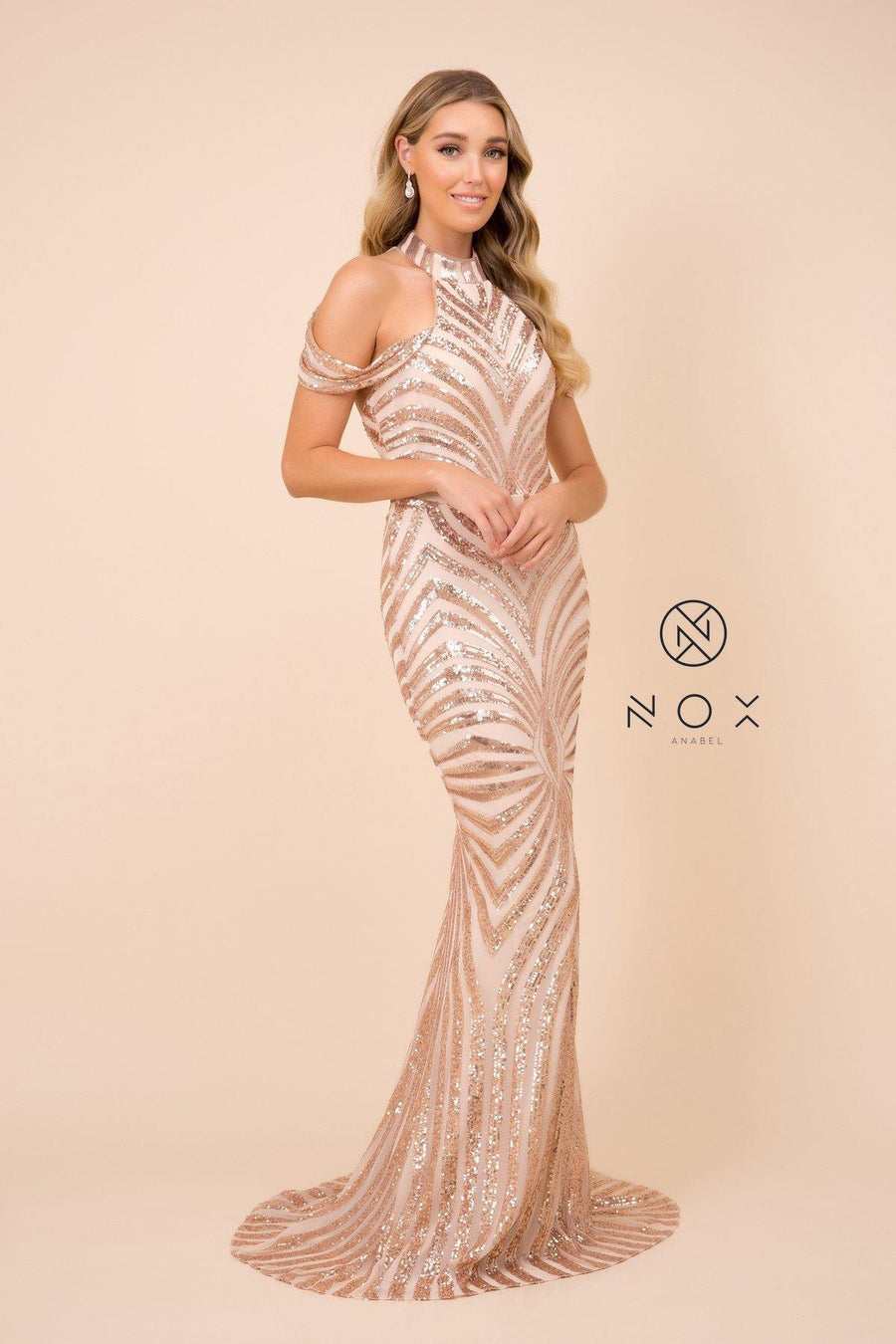 Long Prom Formal Off Shoulder Mermaid Dress - The Dress Outlet Nox Anabel