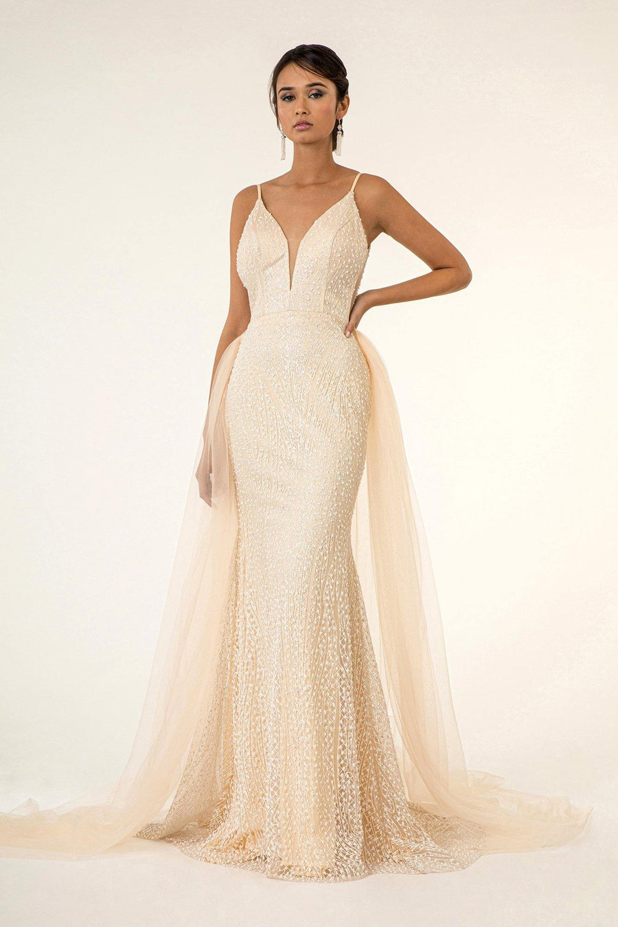 Long Prom Formal Spaghetti Strap Mermaid Dress - The Dress Outlet