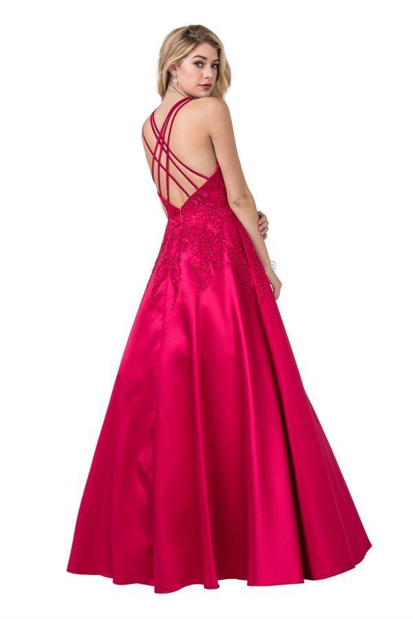 Long Prom Formal Spaghetti Straps Ball Gown - The Dress Outlet