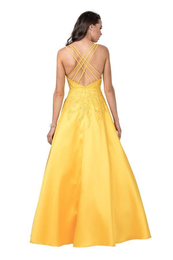 Long Prom Formal Spaghetti Straps Ball Gown - The Dress Outlet