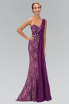 Long Prom Lace Dress with Chiffon Overlay - The Dress Outlet Elizabeth K