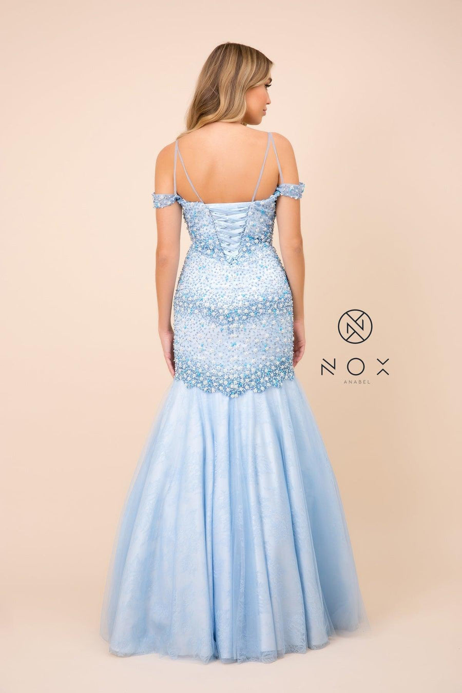 Long Prom Off The Shoulder Mermaid Gown - The Dress Outlet Nox Anabel