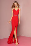 Long Prom Sleeveless Red Evening Gown - The Dress Outlet Elizabeth K