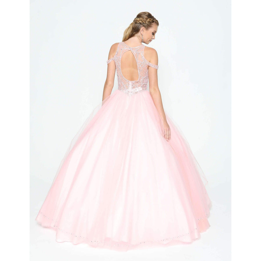 Long Quinceanera Off Shoulder Beaded Ball Gown - The Dress Outlet Juliet