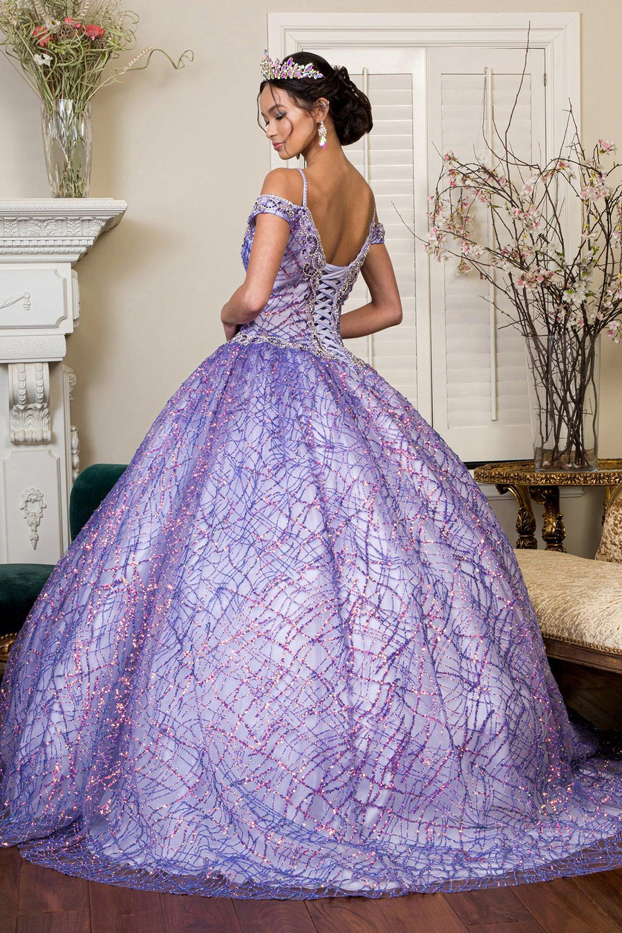 Long Quinceanera Off Shoulder Sweet 16 Ball Gown - The Dress Outlet