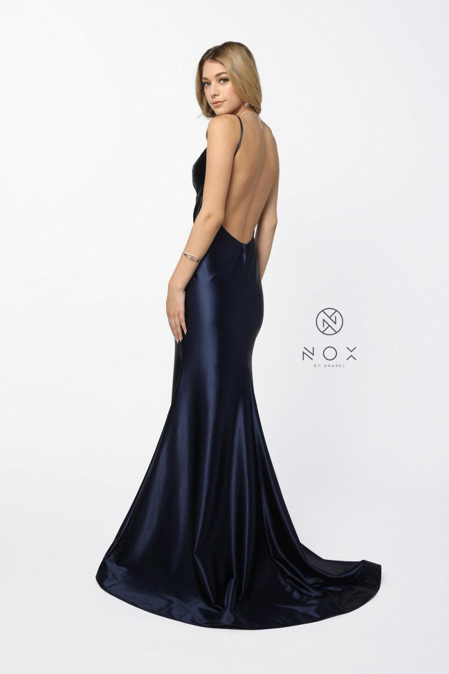 Long Satin Evening Gown Sexy Prom Dress - The Dress Outlet Nox Anabel