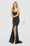 Long Sequin High Slit Prom Dress Evening Gown - The Dress Outlet Nox Anabel