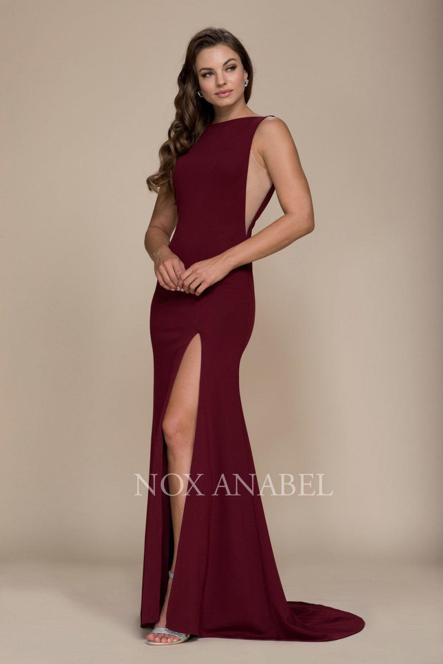 Long Sexy Open Back Formal Prom Evening Gown - The Dress Outlet Nox Anabel