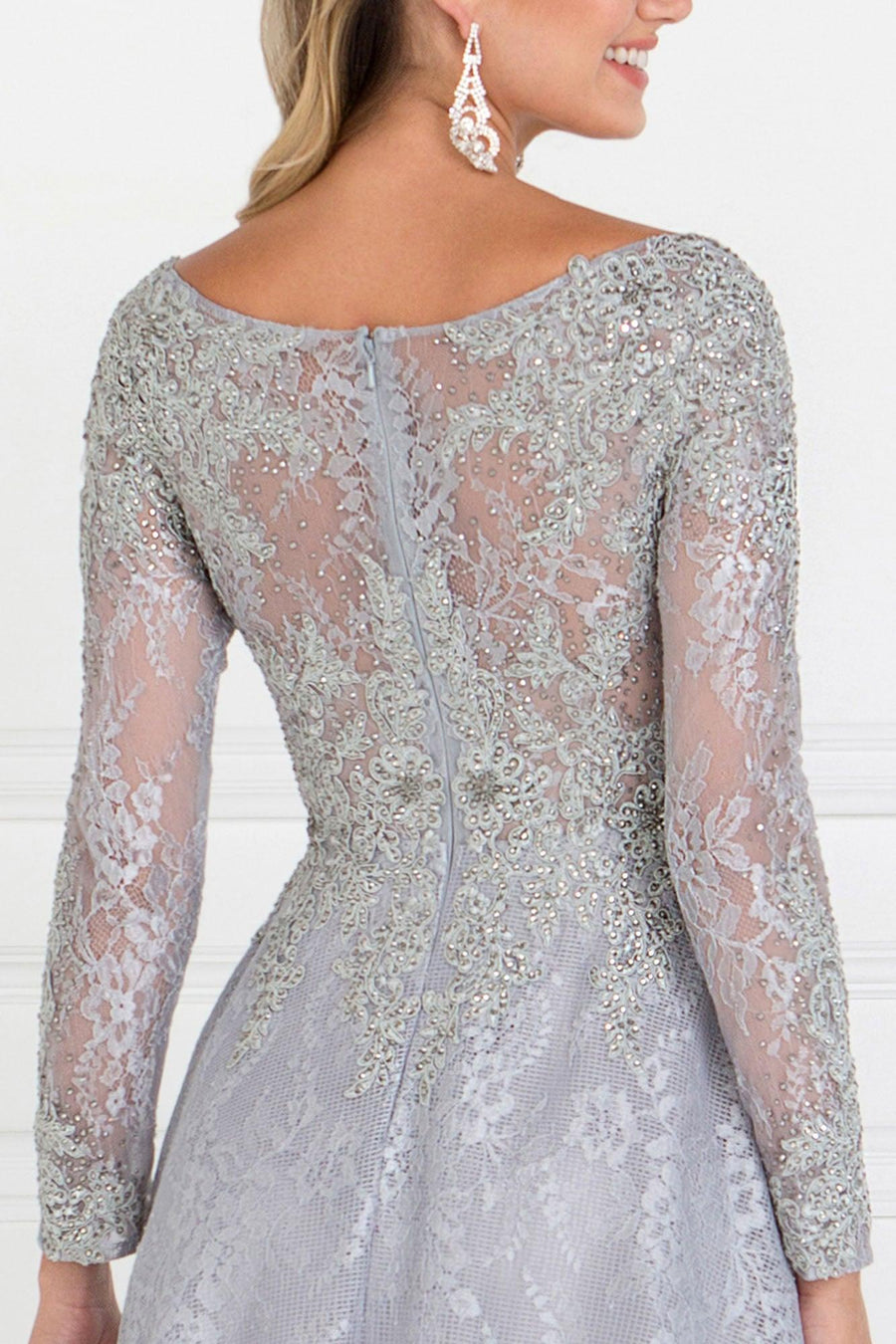 Long Sleeve Formal Fully Lace Dress - The Dress Outlet Elizabeth K