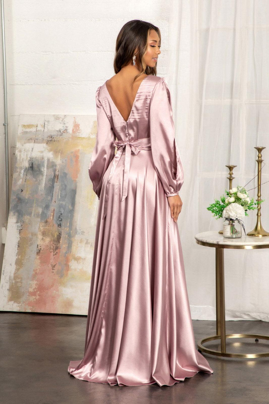 Long Sleeve Mother of the Bride Formal Dress Mauve