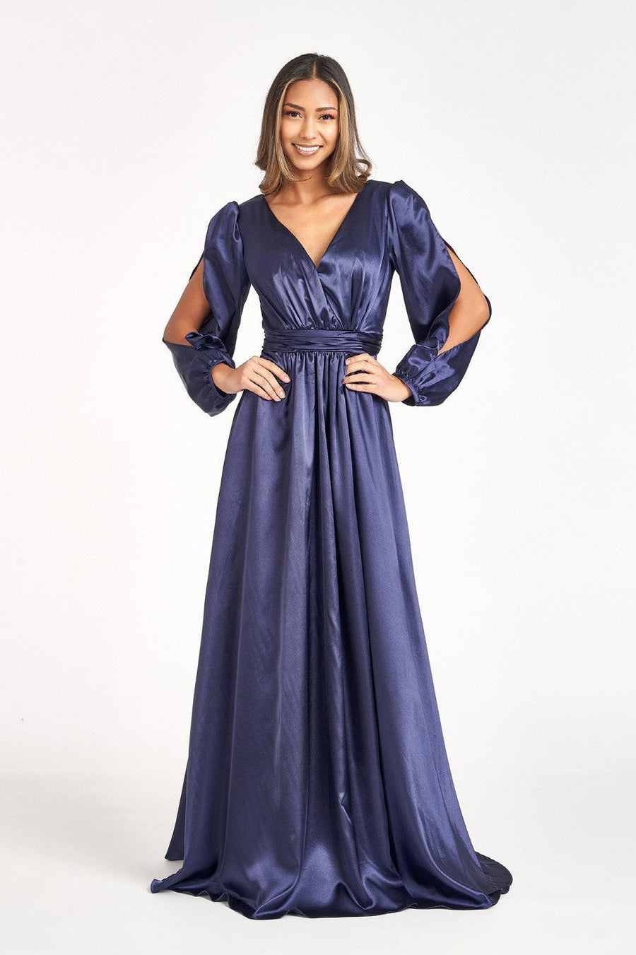 Long Sleeve Mother of the Bride Formal Dress Navy