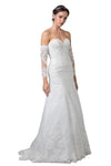 Long Sleeve Off white Strapless Wedding Gown - The Dress Outlet