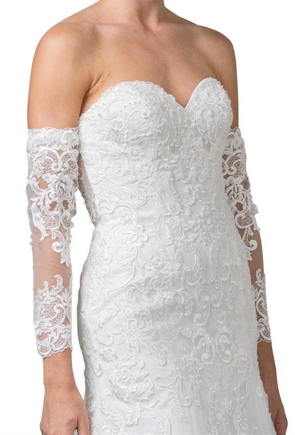 Long Sleeve Off white Strapless Wedding Gown - The Dress Outlet