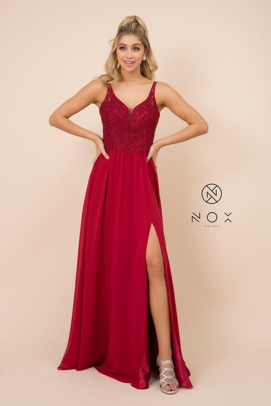 Long Sleevelees Formal Dress Prom - The Dress Outlet Nox Anabel