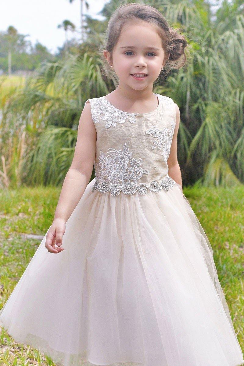 Long Sleeveless Flower Girl Dress - The Dress Outlet Petite Adele