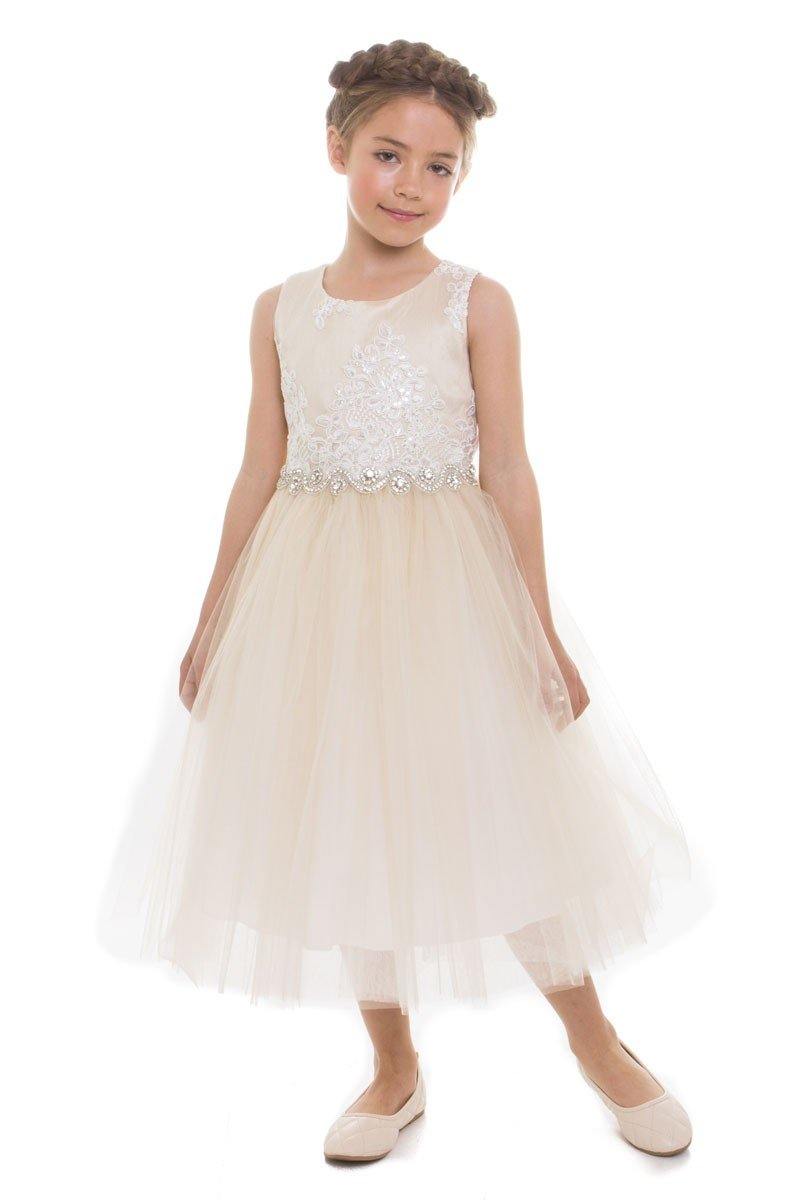 Long Sleeveless Flower Girl Dress - The Dress Outlet Petite Adele