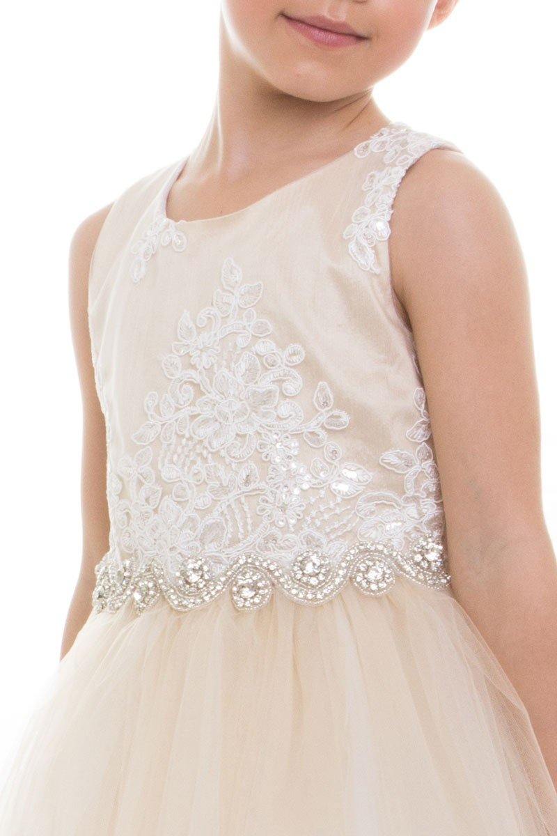 Long Sleeveless Flower Girl Dress - The Dress Outlet Petite Adele