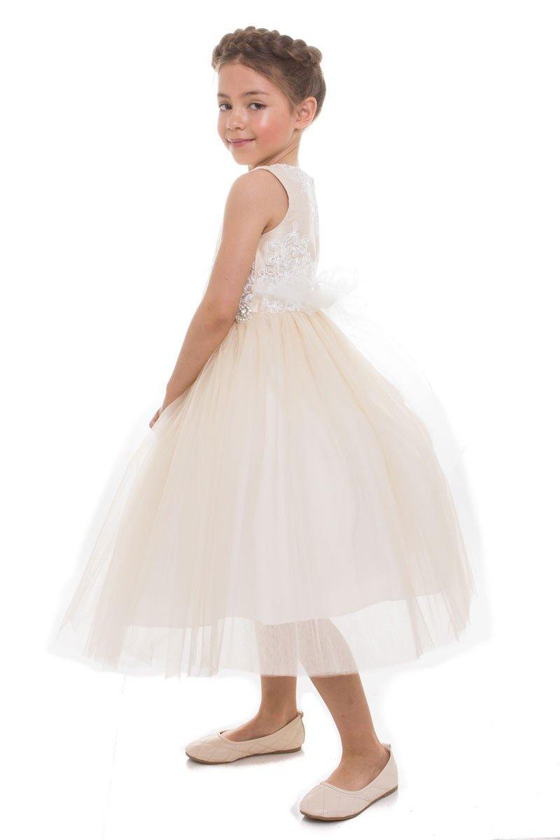 Long Sleeveless Flower Girl Dress - The Dress Outlet Petite Adele