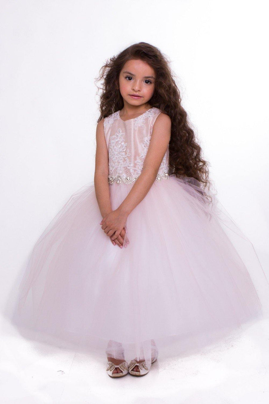 Long Sleeveless Flower Girl Dress - The Dress Outlet Petite Adele