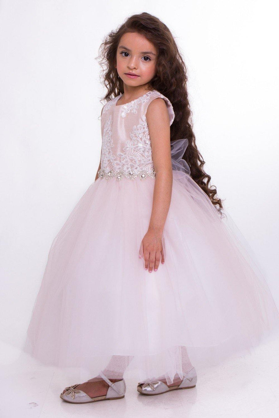 Long Sleeveless Flower Girl Dress - The Dress Outlet Petite Adele