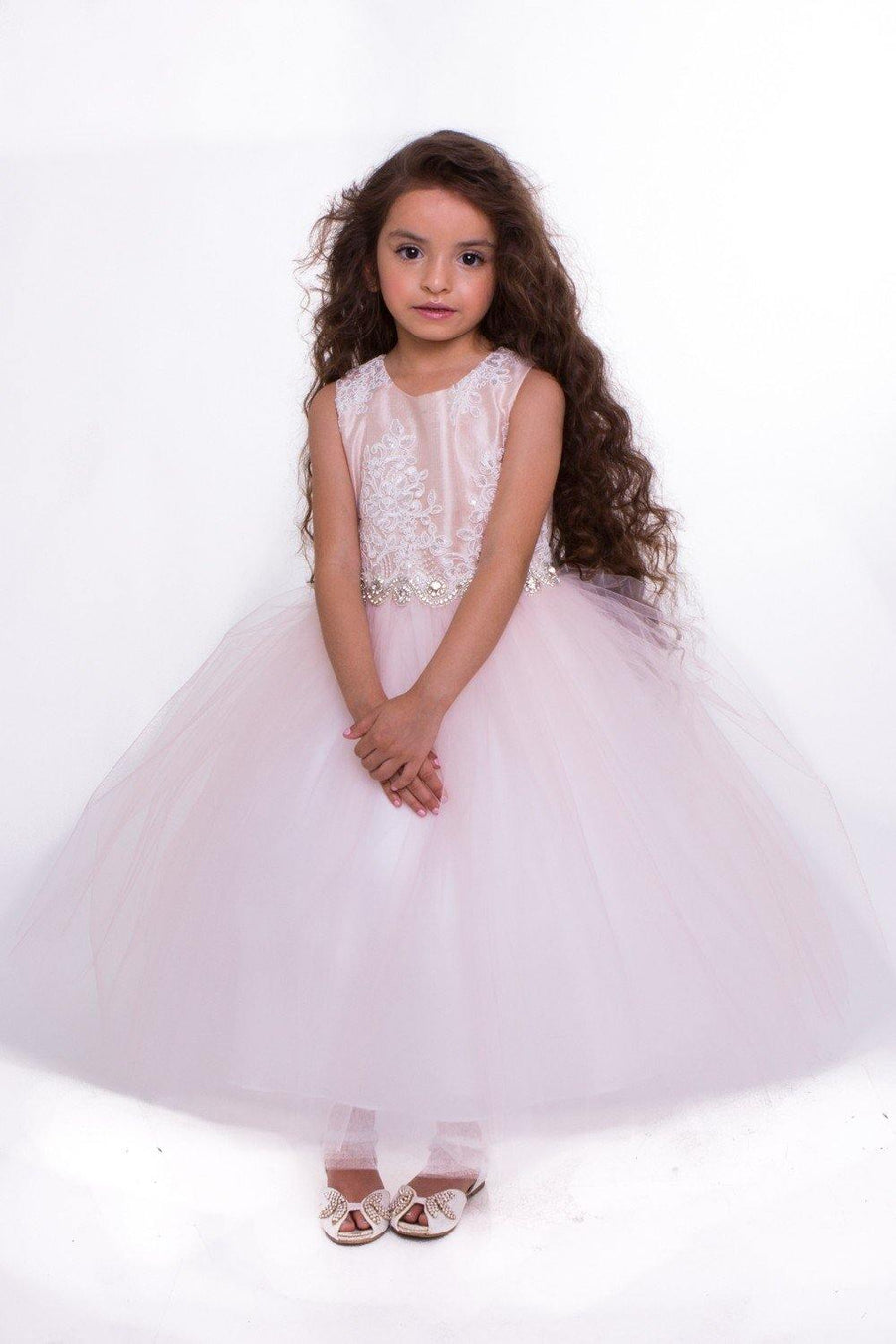 Long Sleeveless Flower Girl Dress - The Dress Outlet Petite Adele