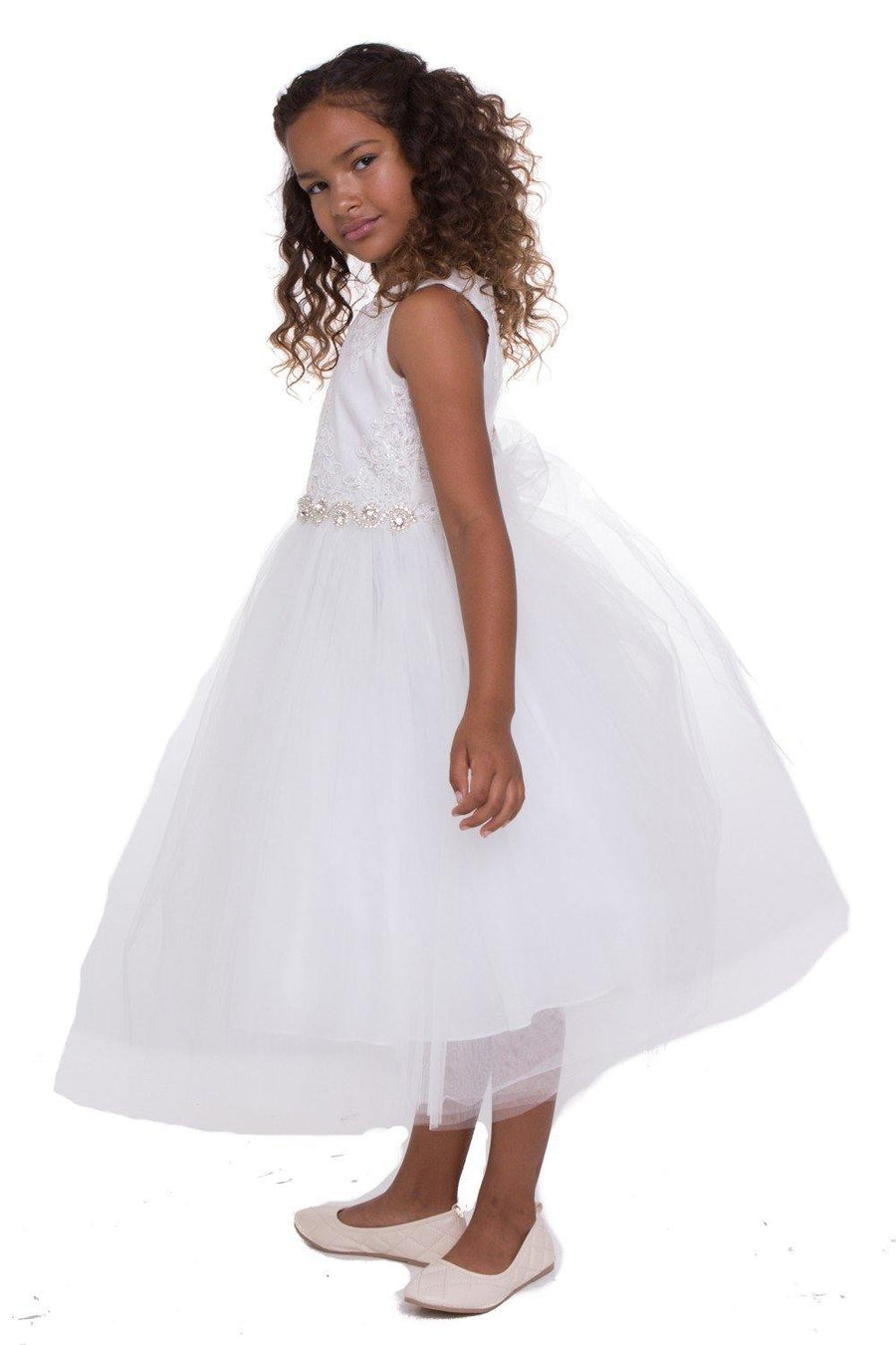 Long Sleeveless Flower Girl Dress - The Dress Outlet Petite Adele