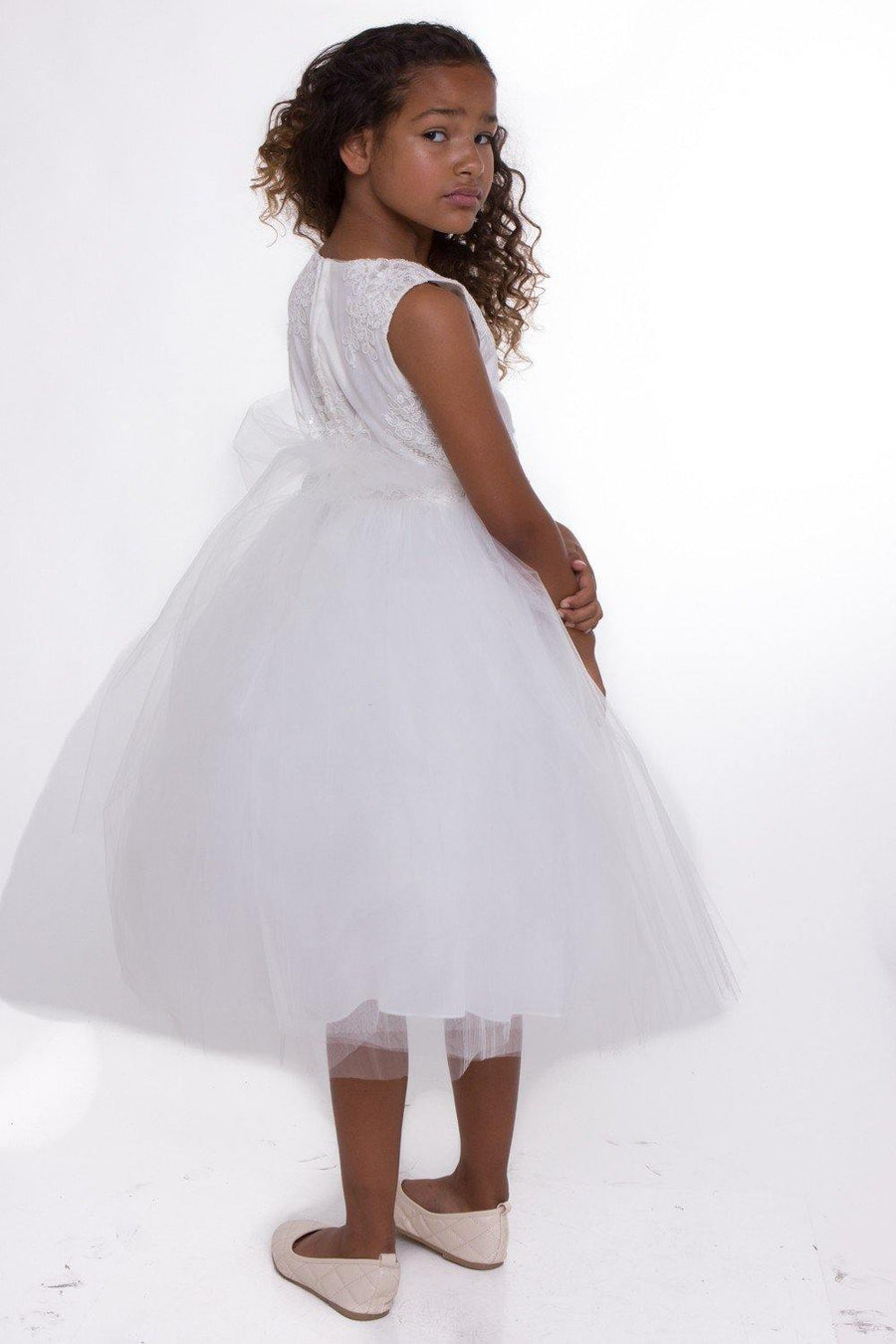 Long Sleeveless Flower Girl Dress - The Dress Outlet Petite Adele