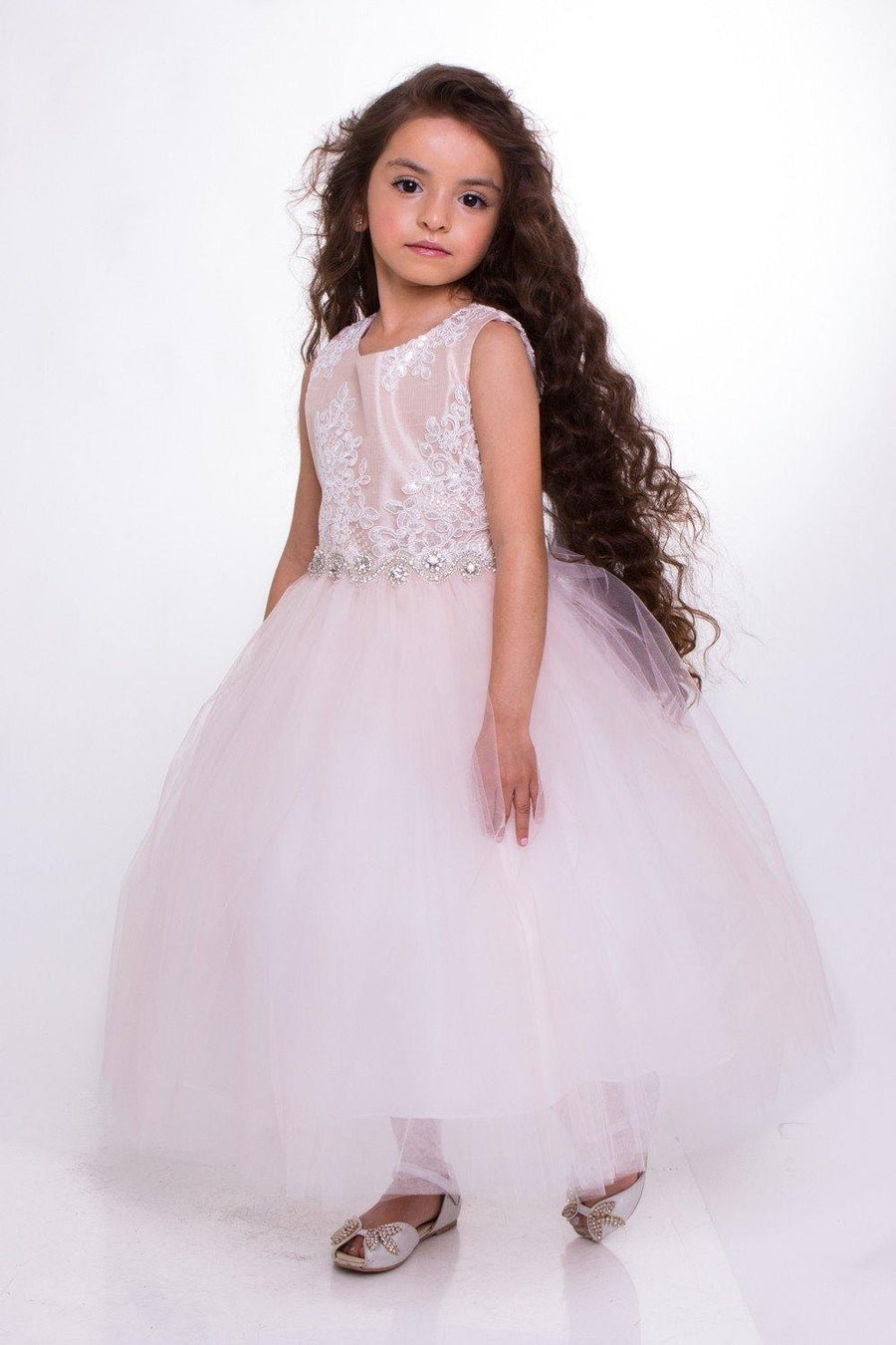 Long Sleeveless Flower Girl Dress - The Dress Outlet Petite Adele