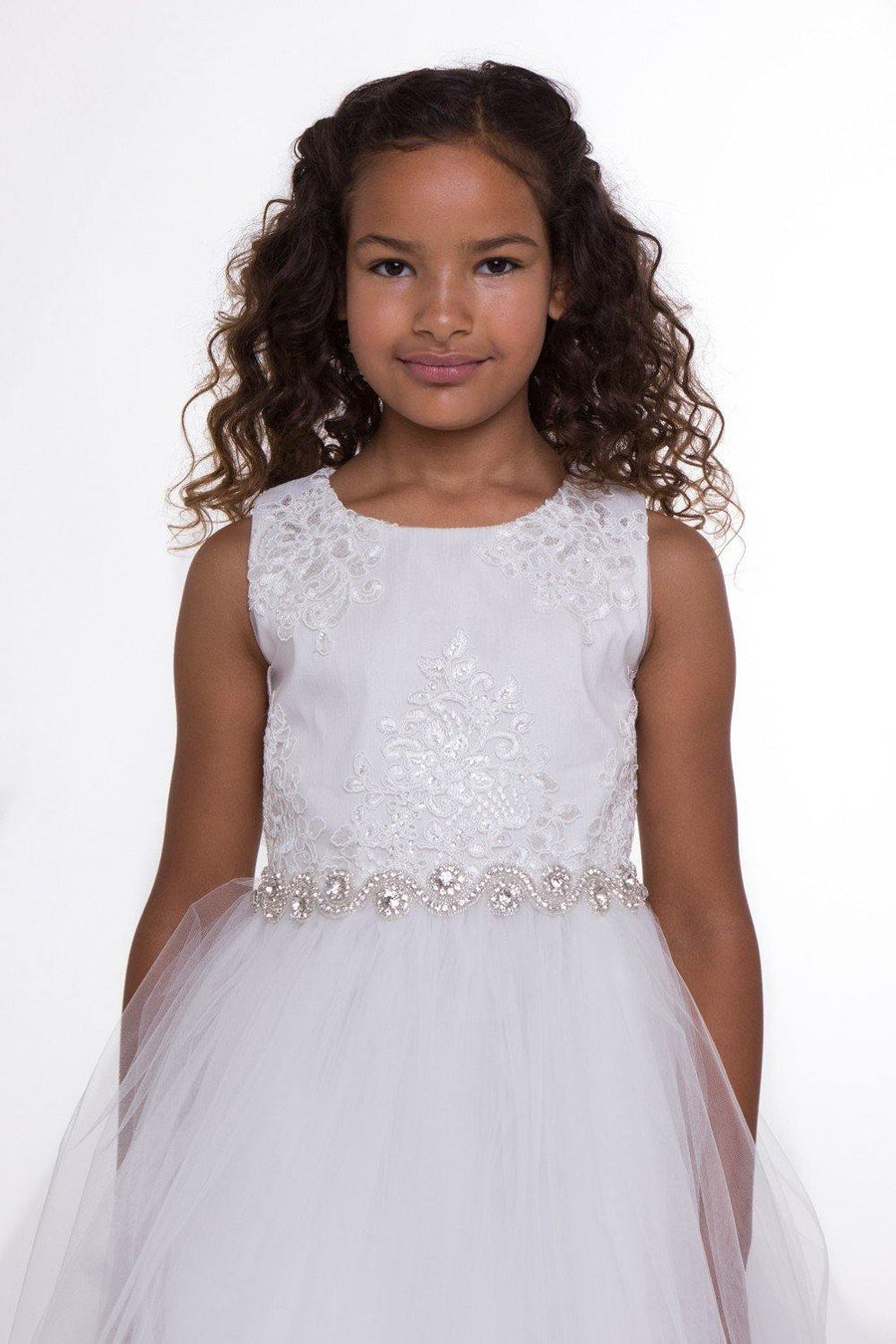 Long Sleeveless Flower Girl Dress - The Dress Outlet Petite Adele