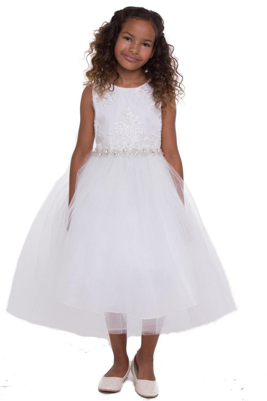 Long Sleeveless Flower Girl Dress - The Dress Outlet Petite Adele