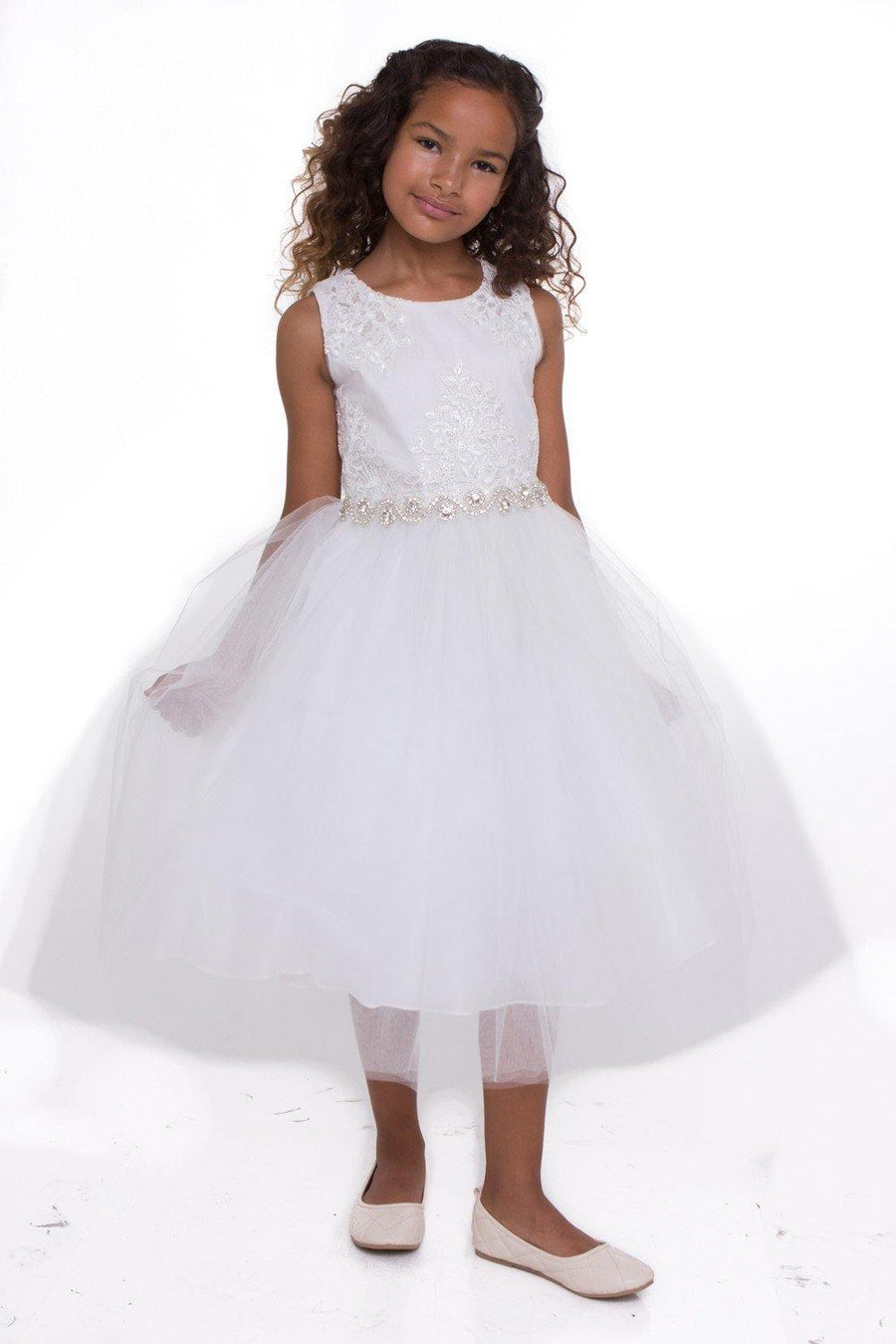 Long Sleeveless Flower Girl Dress - The Dress Outlet Petite Adele