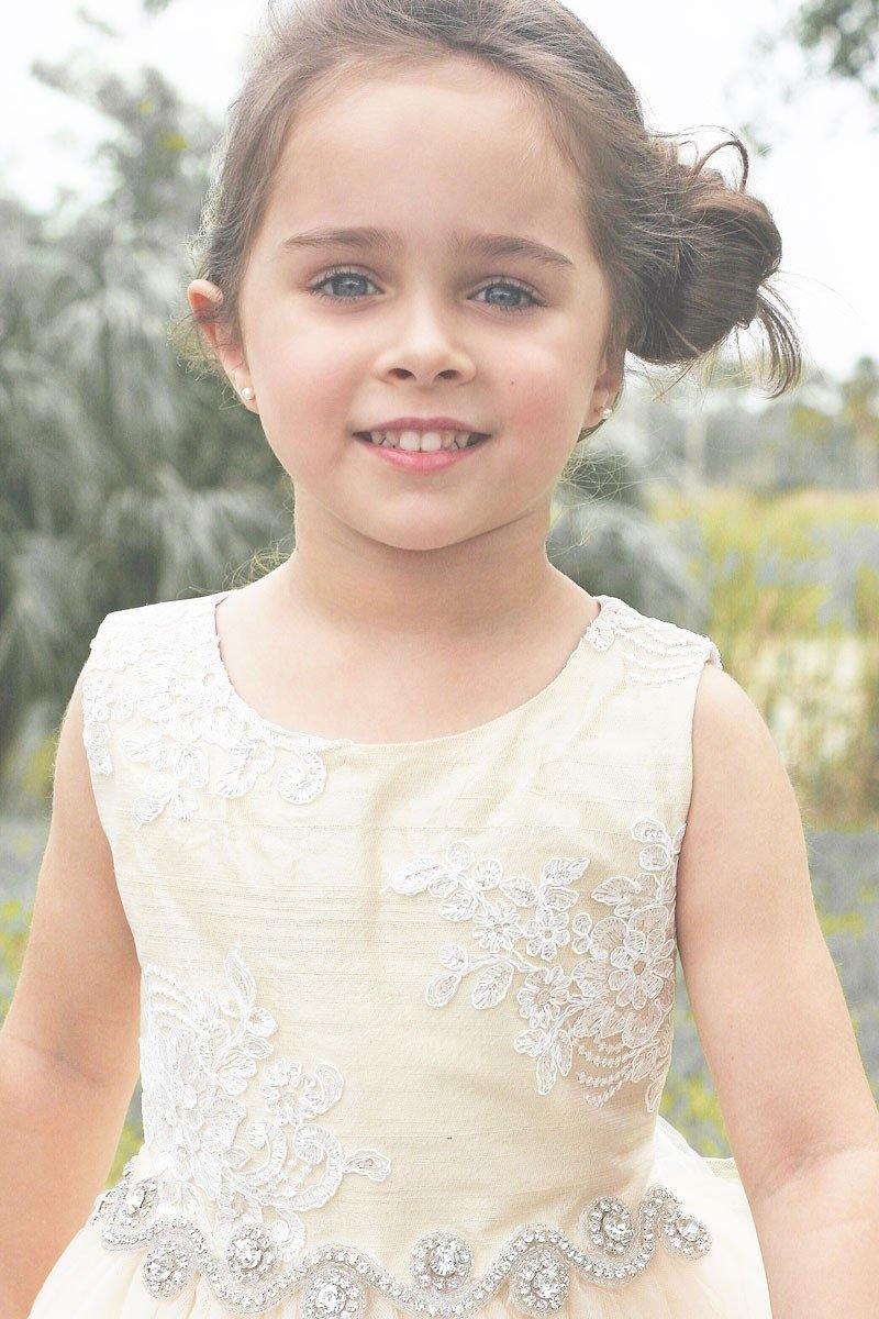 Long Sleeveless Flower Girl Dress - The Dress Outlet Petite Adele