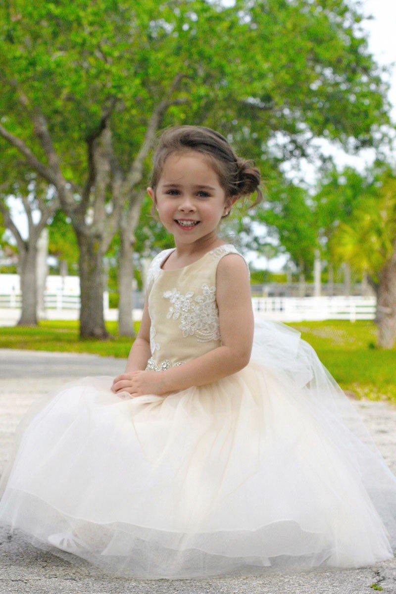 Long Sleeveless Flower Girl Dress - The Dress Outlet Petite Adele