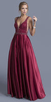 Long Sleeveless Formal Evening Prom Beaded Dress - The Dress Outlet