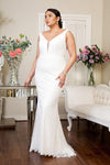 Long Sleeveless Lace Wedding Dress - The Dress Outlet