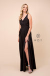 Long Sleeveless V Neck Open Back Formal Evening Gown - The Dress Outlet Nox Anabel