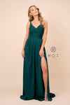 Long Sleeveless V Neck Open Back Formal Evening Gown - The Dress Outlet Nox Anabel