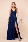 Long Sleeveless V Neck Open Back Formal Evening Gown - The Dress Outlet Nox Anabel