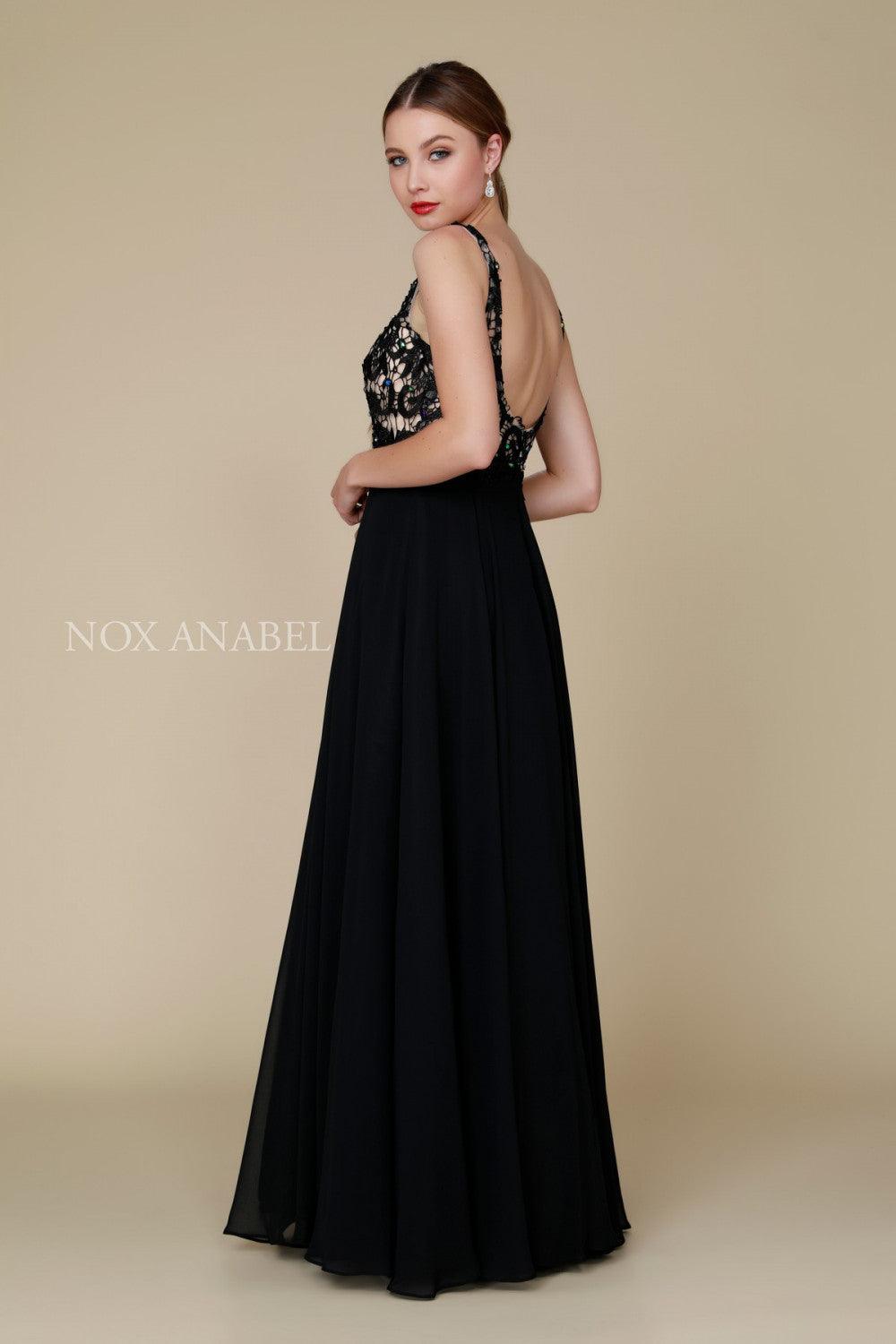 Long Sleeveless V Neck Prom Dress Evening Gown - The Dress Outlet Nox Anabel