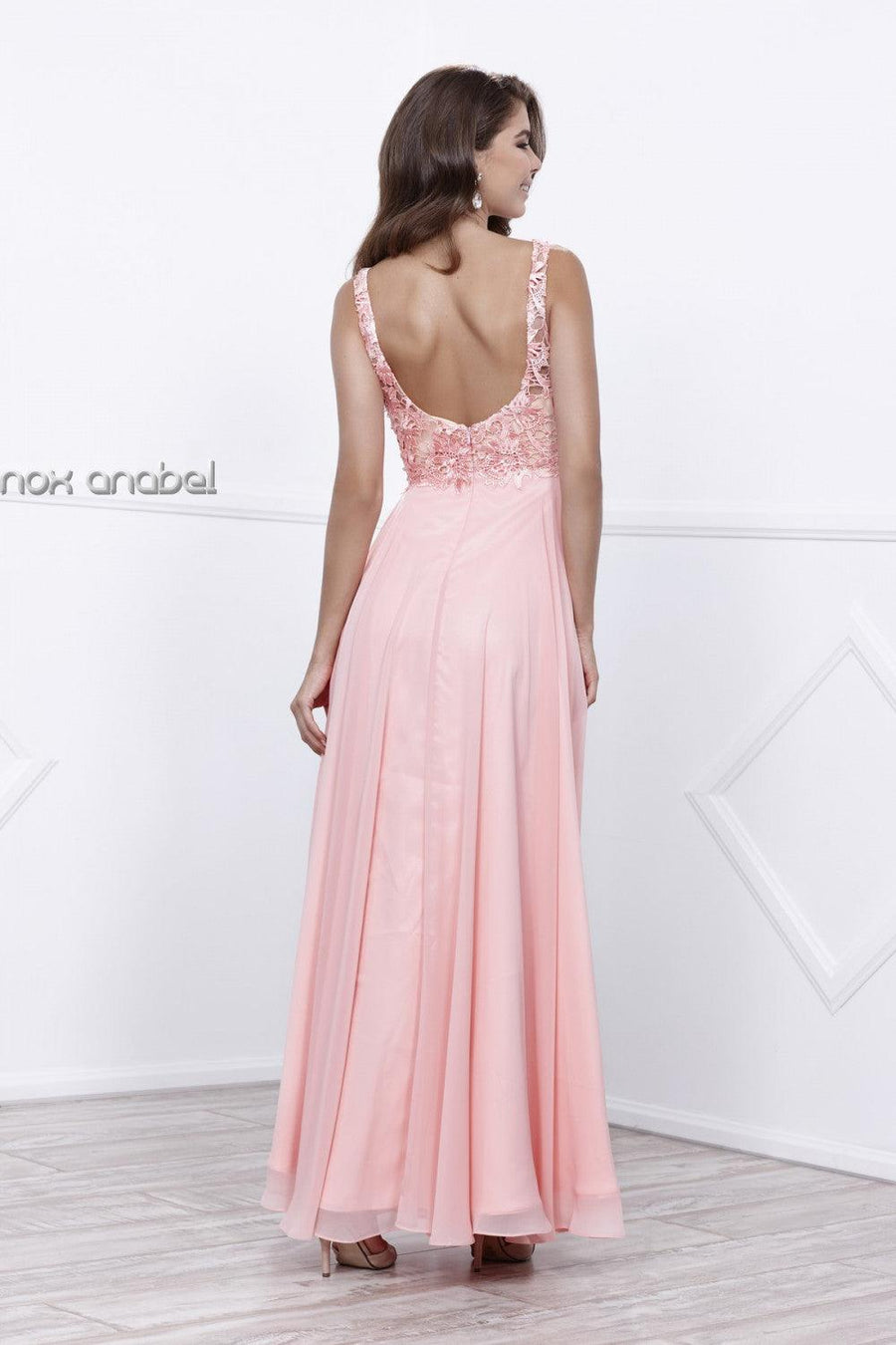 Long Sleeveless V Neck Prom Dress Evening Gown - The Dress Outlet Nox Anabel