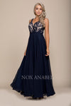 Long Sleeveless V Neck Prom Dress Evening Gown - The Dress Outlet Nox Anabel