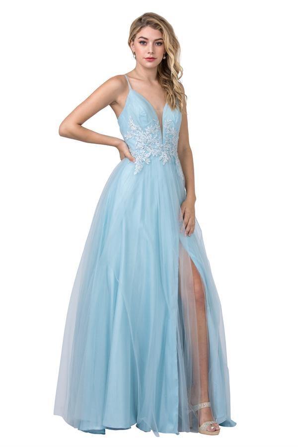 Long Spaghetti Straps Evening Prom Ball Gown - The Dress Outlet