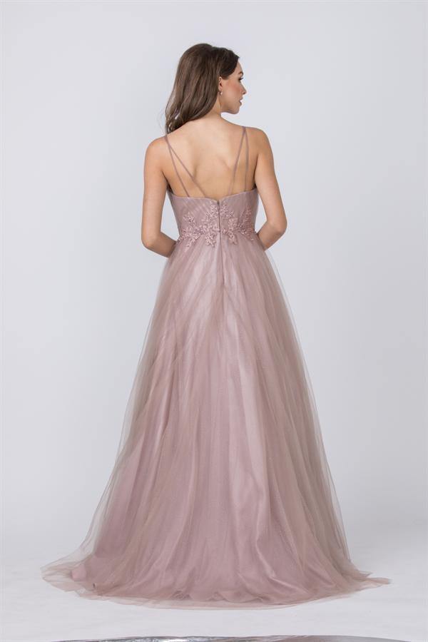 Long Spaghetti Straps Evening Prom Ball Gown - The Dress Outlet