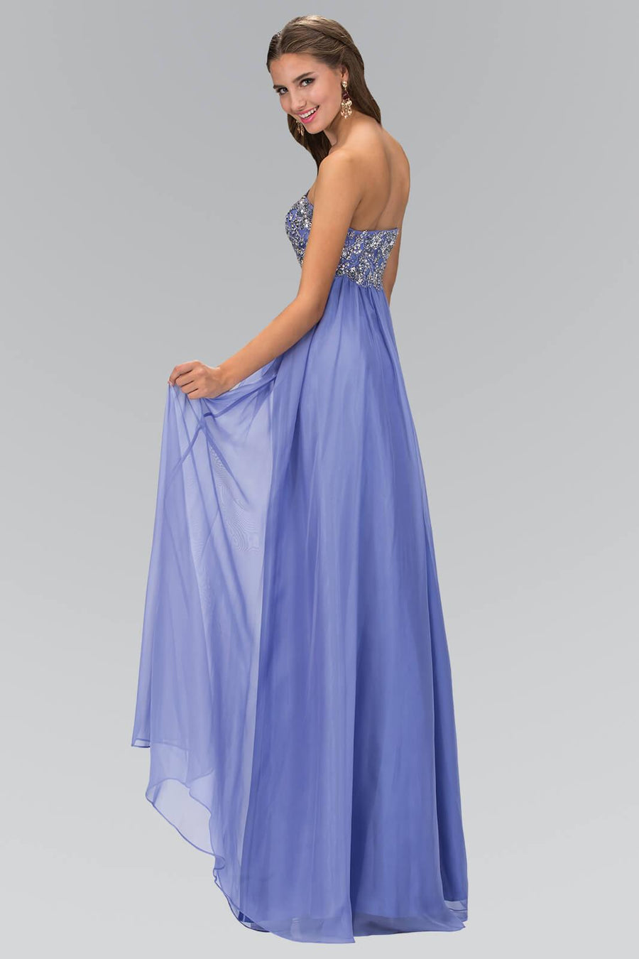 Long Strapless Chiffon Prom Formal Dress - The Dress Outlet Elizabeth K